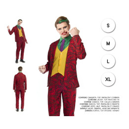 Men's Chaos Villain Suit Red Patterned Jacket Yellow Vest Green Shirt 
