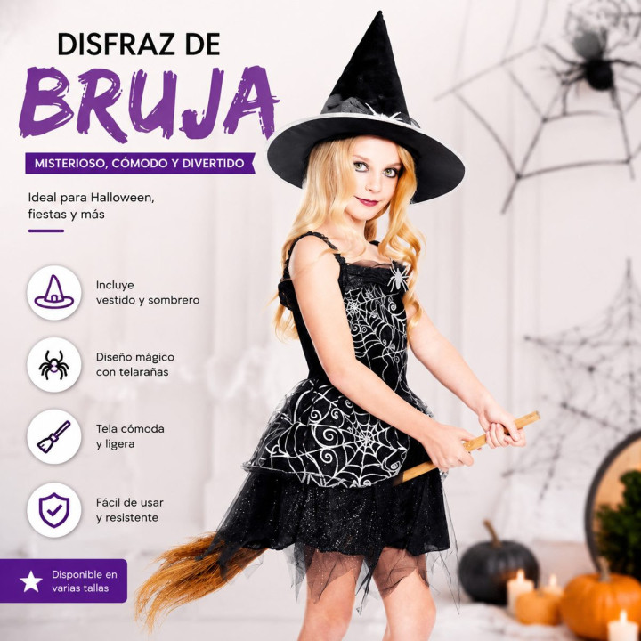 Bruja Spiderweb – Disfraz Para niña | Cospty