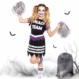 Girls Zombie Cheerleader Halloween Costume Set - Dead Team Dress with 