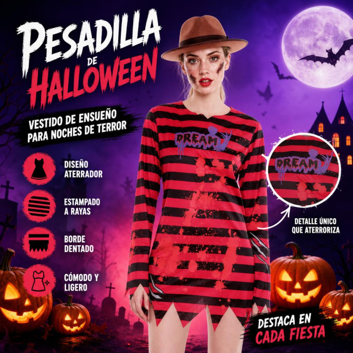 cospty - DREAM KILLER - Disfraz de Asesina Pesadilla