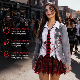 cospty - ZOMBIE COLEGIALA - Disfraz de Estudiante Zombie para Mujer
