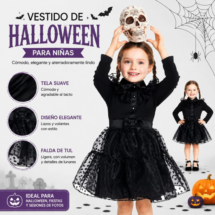 Vestido Gotico Baby 6-12M – Disfraz Para niña | Cospty