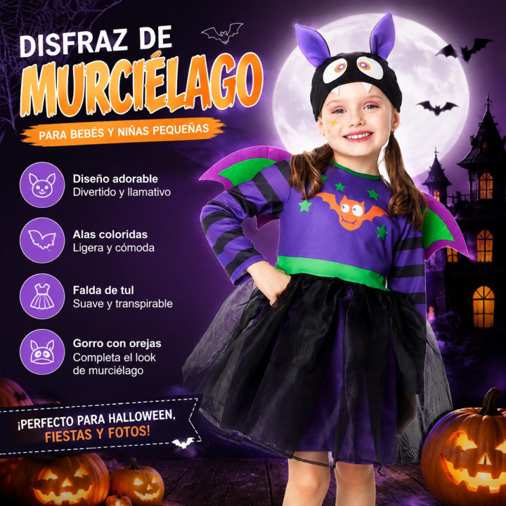 Vestido Murcielago Baby Girl 6-12M – Disfraz Para niña | Cospty