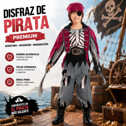 Jungen Piraten-Skelett Halloween Kostüm Set - Zombie Piraten Outfit mi