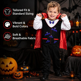 Kleinkind Jungen Vampir Halloween Kostüm Set - Fledermaus-Print Hemd m