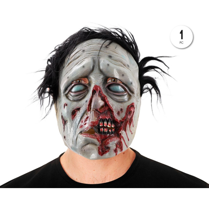 Gruselige Untoter-Zombie-Latexmaske Voller Kopf mit Verfaulter Gruener