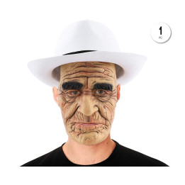 Masque Latex Realiste Vieil Homme Grand-pere Tete Entiere avec Casquet