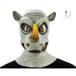 Masque Latex Realiste Rhinoceros Tete Entiere avec Corne - Halloween A