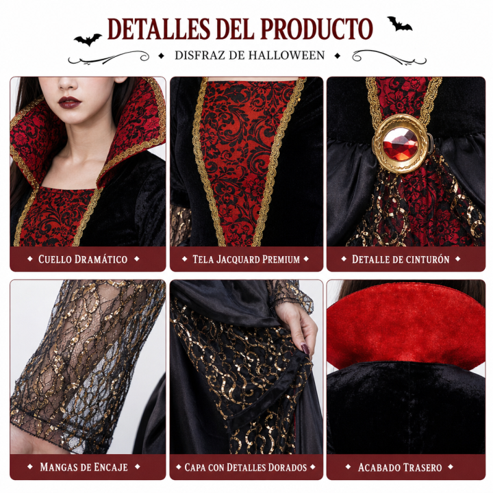 cospty - VAMPIRESA MAGIC - Disfraz de Vampiresa Mágica para Niña