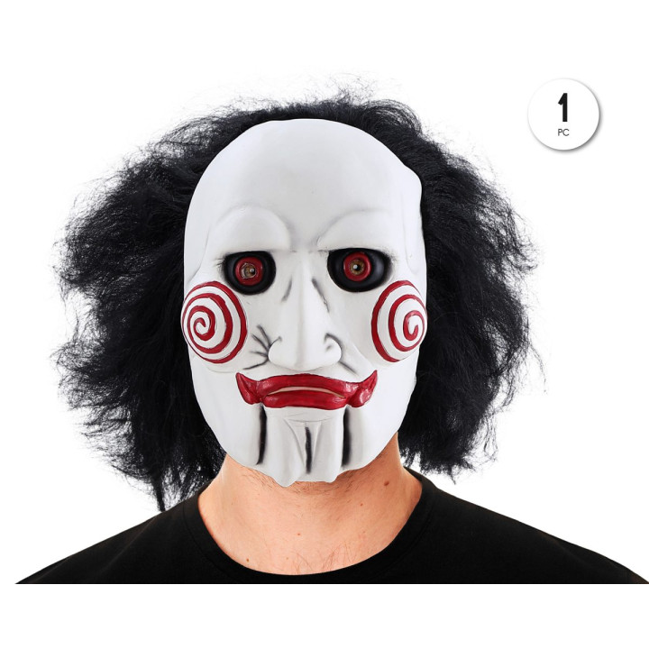 Hooded Skull Ghost Latex Mask Full Head with Long Black Tongue - Hallo