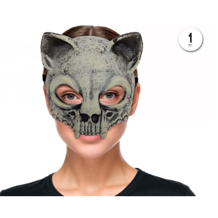 Mascara Pu Cat Skeleton – Máscara Unisex | Cospty