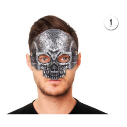 Mascara Pu 1/2 Skull Metalic – Máscara Unisex | Cospty