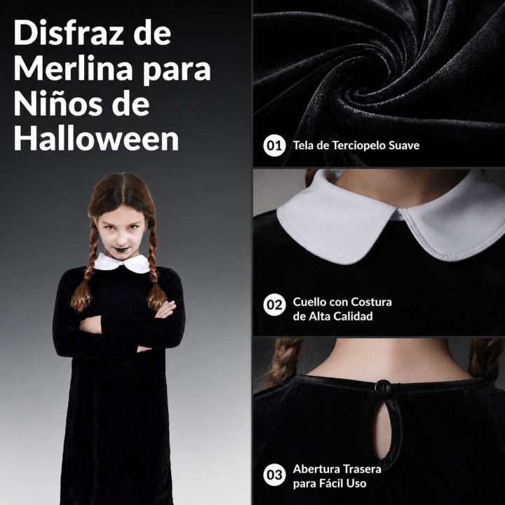cospty - STRANGE GIRL - Disfraz de Chica Misteriosa para Niña (Classic / Estampado / Velvet)