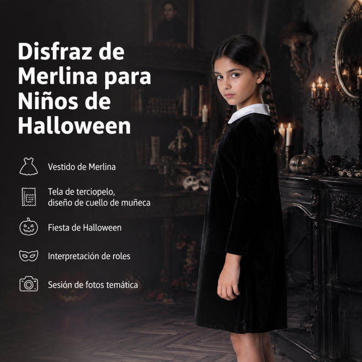 cospty - STRANGE GIRL - Disfraz de Chica Misteriosa para Niña (Classic / Estampado / Velvet)