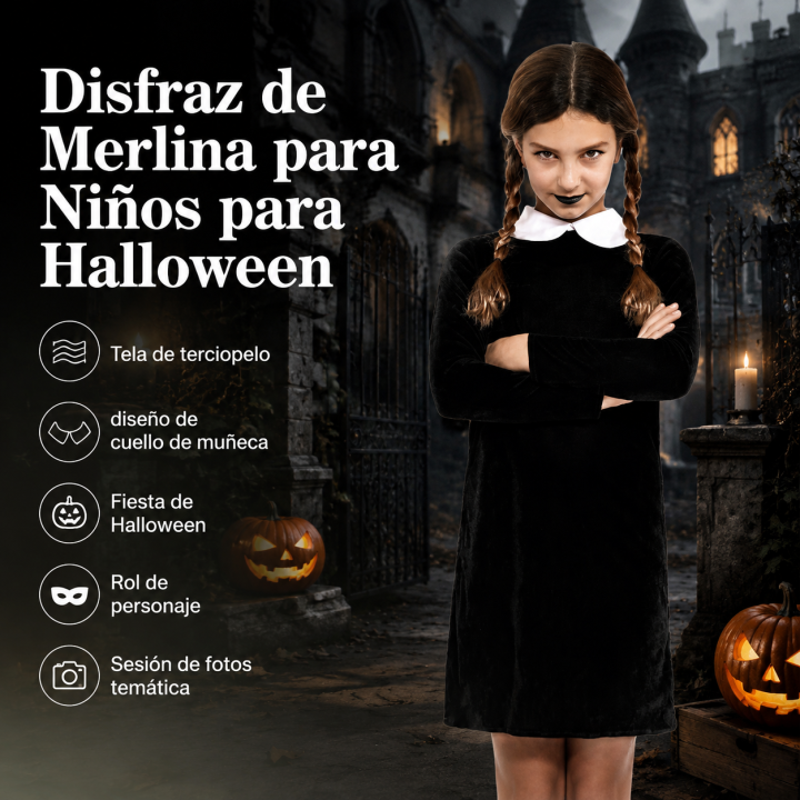 cospty - STRANGE GIRL - Disfraz de Chica Misteriosa para Niña (Classic / Estampado / Velvet)