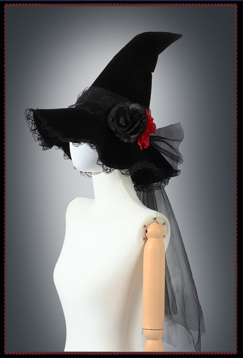 Halloween Witch Hat Wide Brim Foldable Party Cosplay Large Black Witch Hat For Women Costume Accessory