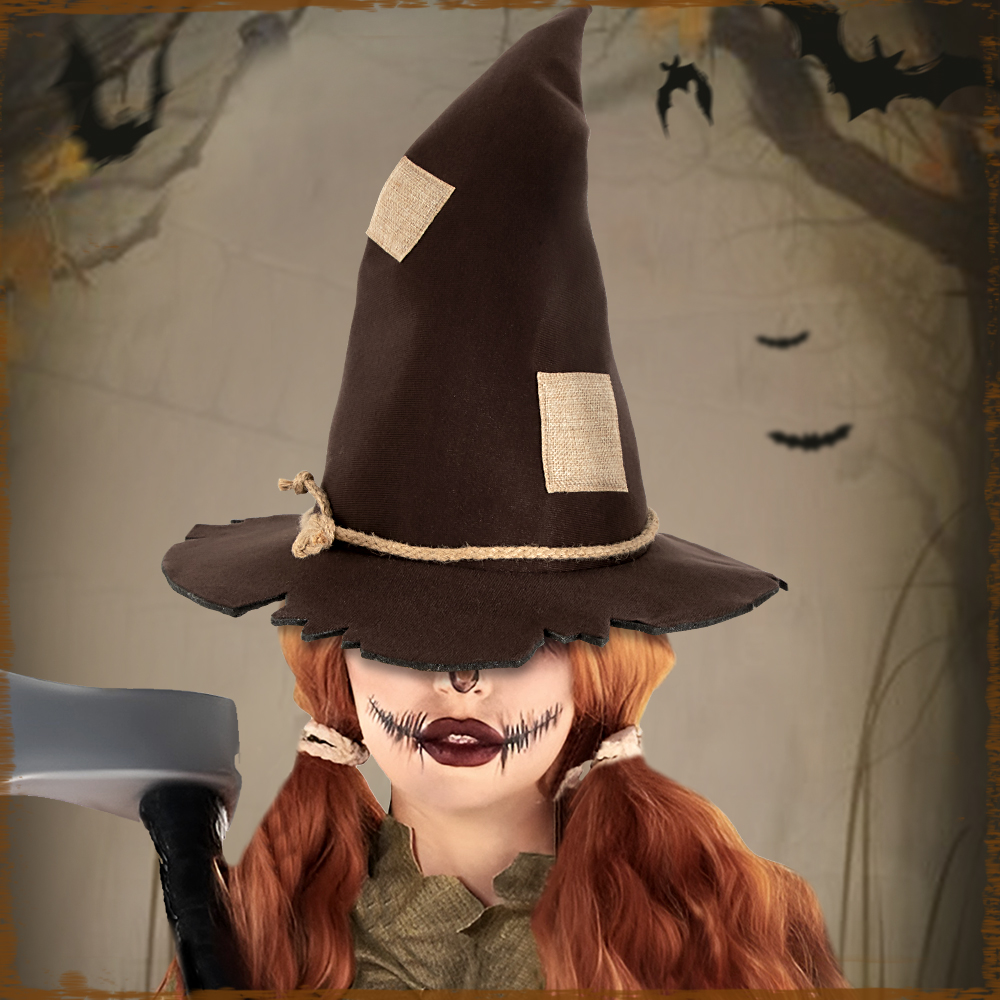 Halloween Witch Hats Men Women Scarecrow Wide Brim Pointed Cap Masquerade Cosplay Party Wizard Hats Costume Accessory