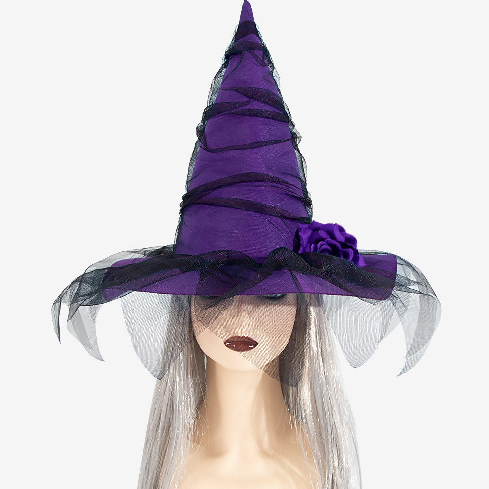 Mesh Bride Rose Witch Hat, Halloween Costume, Stage Performance Prop