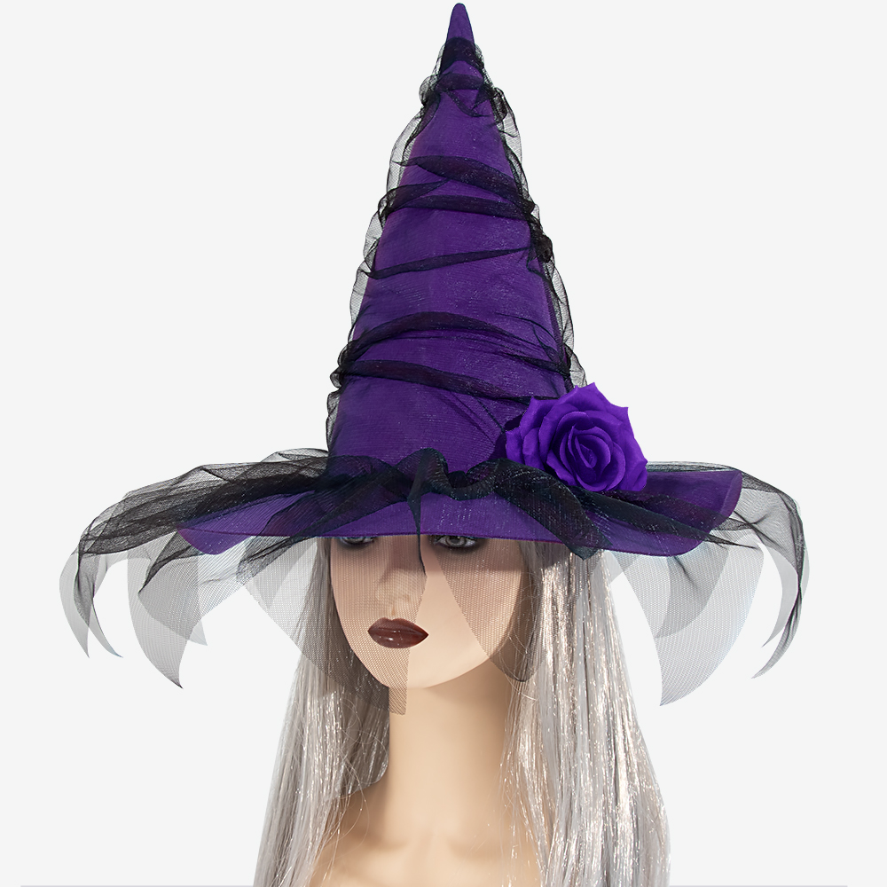 Mesh Bride Rose Witch Hat, Halloween Costume, Stage Performance Prop