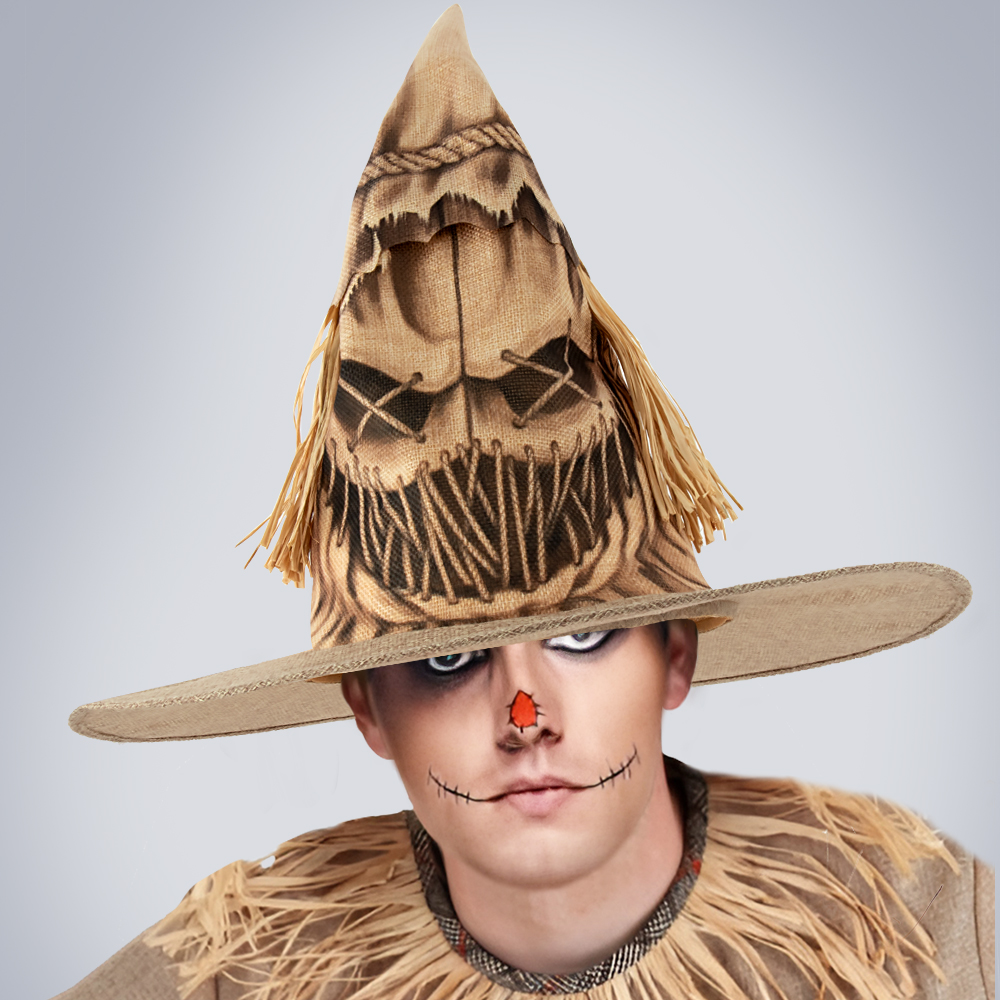 Spooky Witch Hats - Halloween Scarecrow Pointed Cap Party Cosplay Accessories For Adults Wizard Hat With Brim For Costume Dress Up