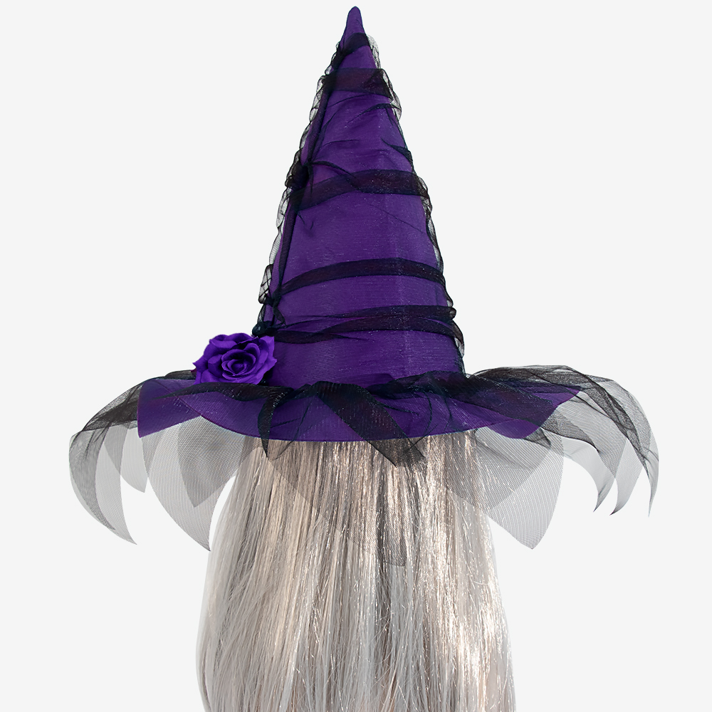 Mesh Bride Rose Witch Hat, Halloween Costume, Stage Performance Prop