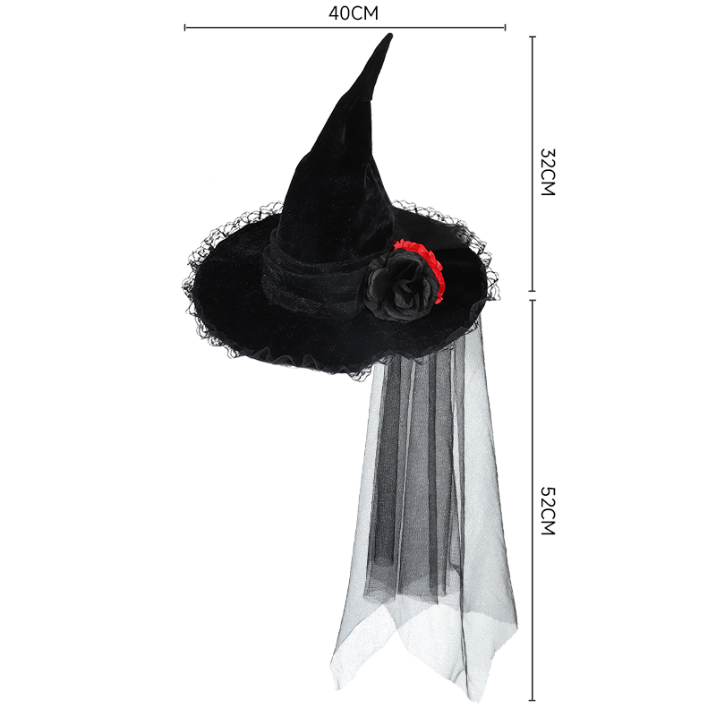 Halloween Witch Hat Wide Brim Foldable Party Cosplay Large Black Witch Hat For Women Costume Accessory