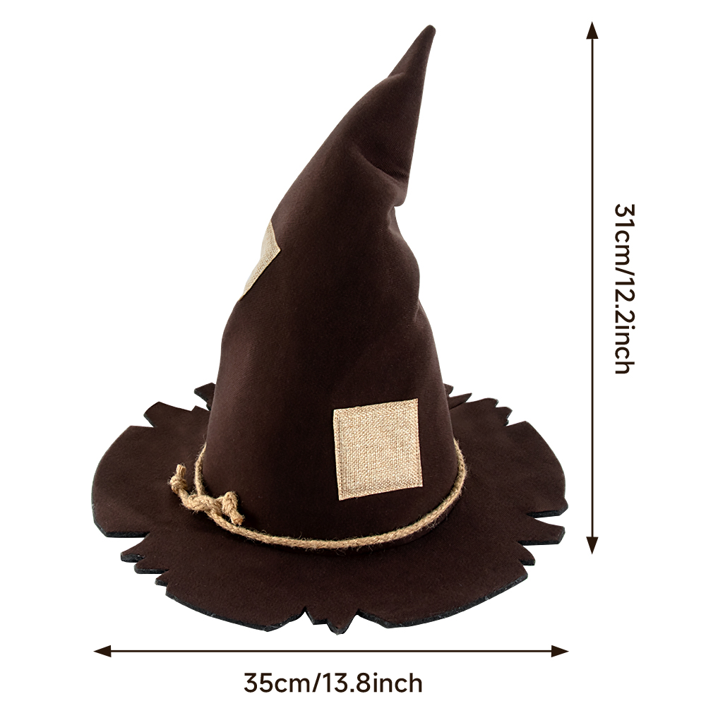 Halloween Witch Hats Men Women Scarecrow Wide Brim Pointed Cap Masquerade Cosplay Party Wizard Hats Costume Accessory