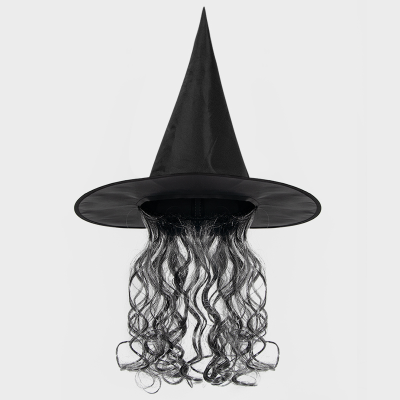 Halloween witch wig, witch hat, EVA mask set, Cosplay Dress Up Props For Halloween Theme Party, Sorcerer Hat，Silver wig witch hat