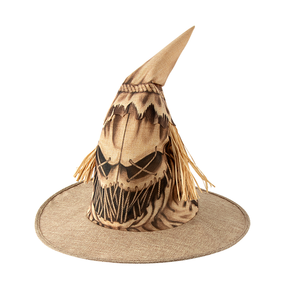 Spooky Witch Hats - Halloween Scarecrow Pointed Cap Party Cosplay Accessories For Adults Wizard Hat With Brim For Costume Dress Up