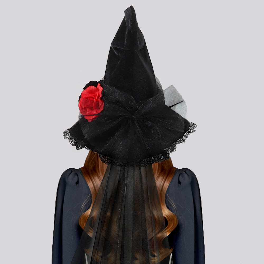 Halloween Witch Hat Wide Brim Foldable Party Cosplay Large Black Witch Hat For Women Costume Accessory
