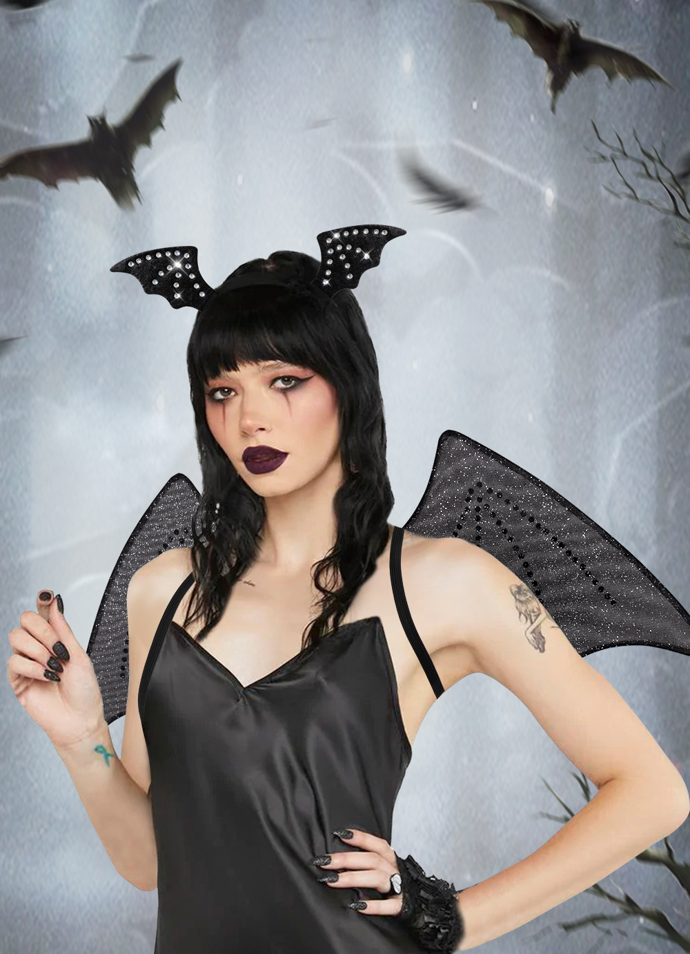 HALLOWEEN with diamond bat wings hairband set, sm costume props, cos party ball