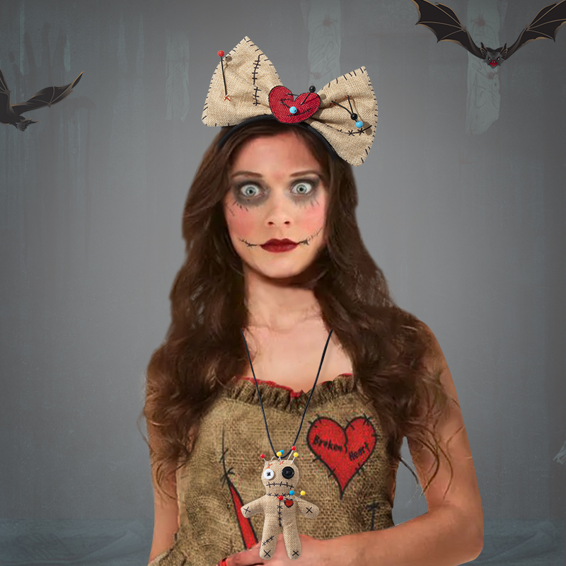 Halloween WOODOO doll necklaces, headbands, costumes, accessories, props, cosplay performance costumes, hair accessories