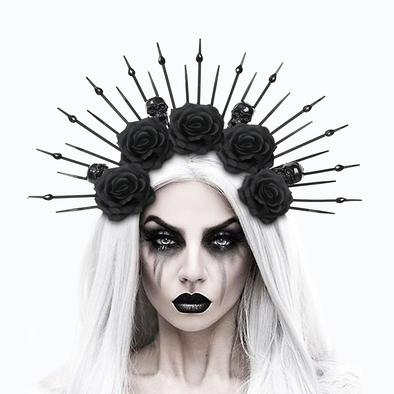New cross-border Halloween skull tie headband costume accessories, Gothic Queen hair accessories, party cosplay