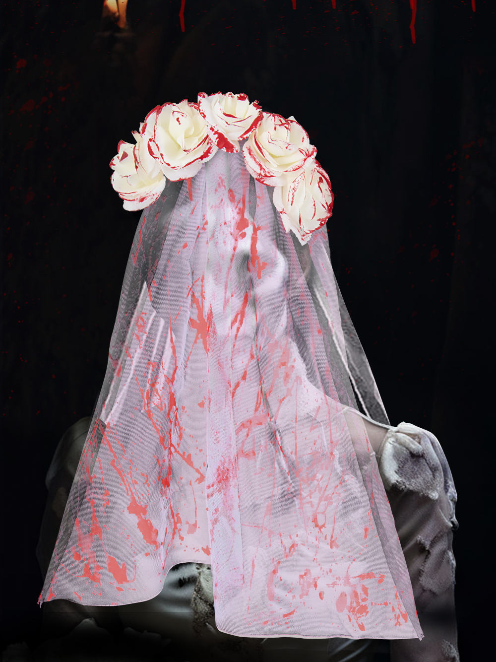 New Ghost Bride bloodshot veil, hair buckle mask, Halloween Ghost Festival costumes, accessories, party props