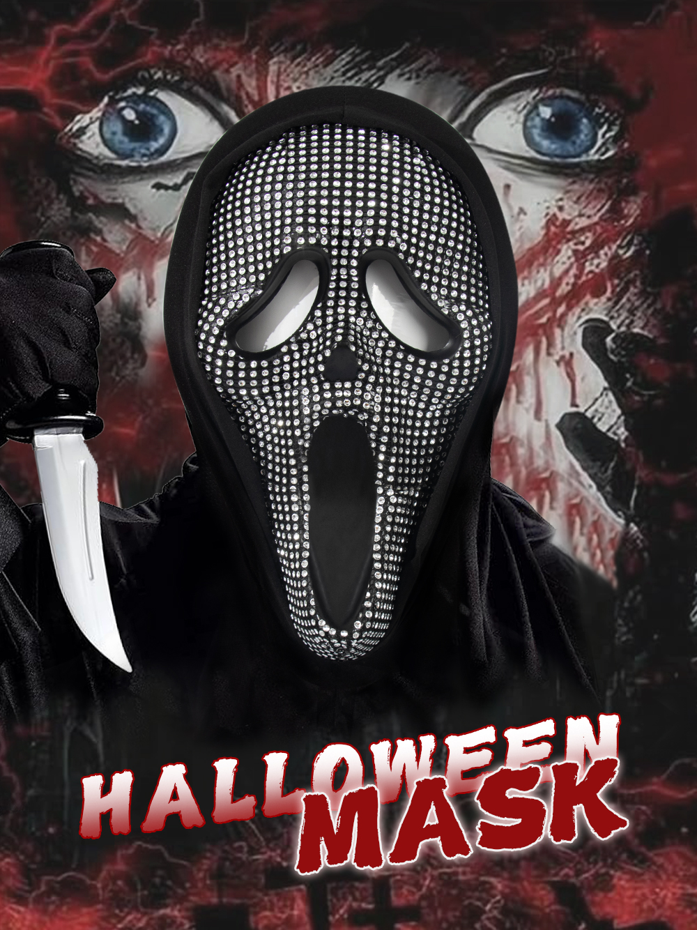 New Halloween costume props with diamonds, screaming ghosts, ghost faces, masks and cosplay balls