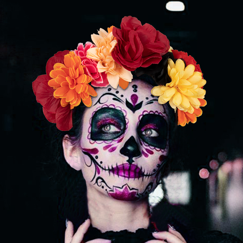 Mexican Day of the Dead headband flower party costume decoration prop theme cosplay performance ball