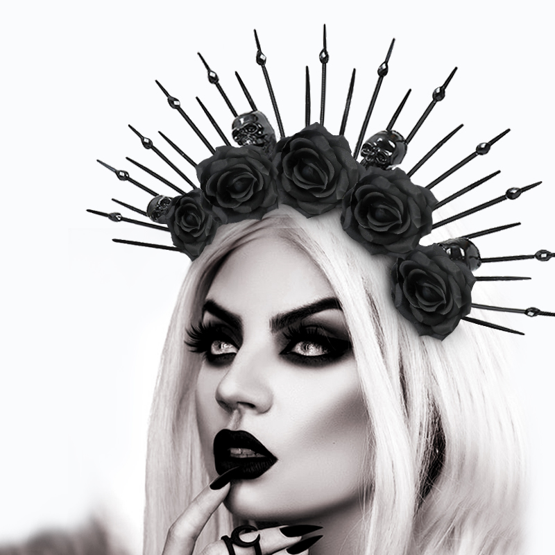 New cross-border Halloween skull tie headband costume accessories, Gothic Queen hair accessories, party cosplay