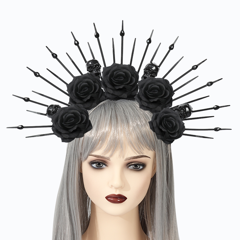 New cross-border Halloween skull tie headband costume accessories, Gothic Queen hair accessories, party cosplay