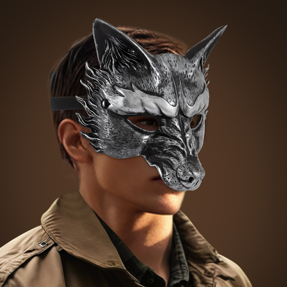 Halloween new retro mask dance party, carnival party, gilded silver RP Wolf mask, animal mask