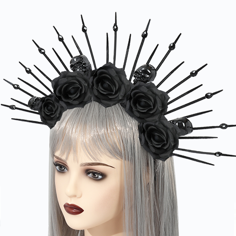 New cross-border Halloween skull tie headband costume accessories, Gothic Queen hair accessories, party cosplay