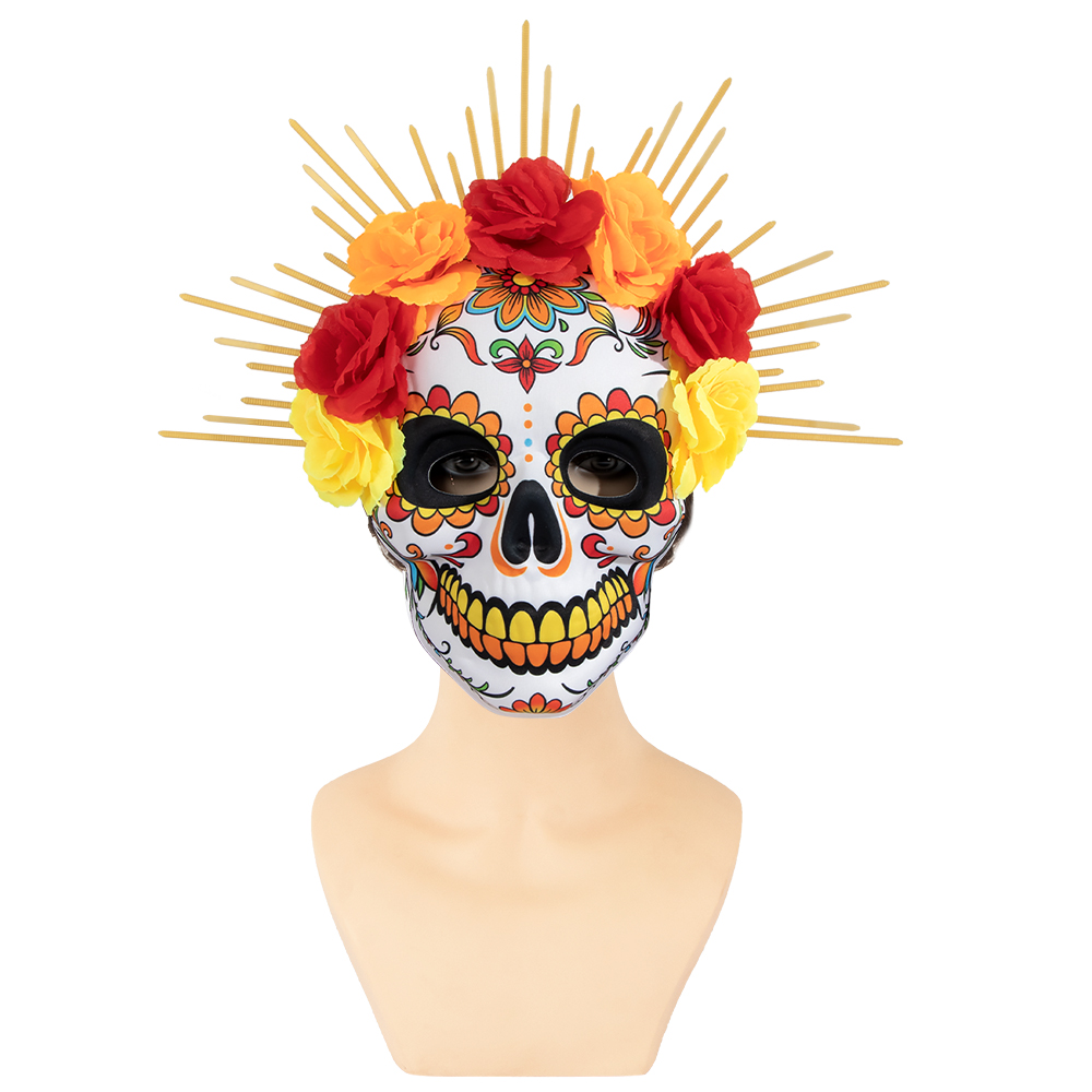 Mexican Day of the Dead flower tie mask EVA skull mask party Masquerade ball costume festival props