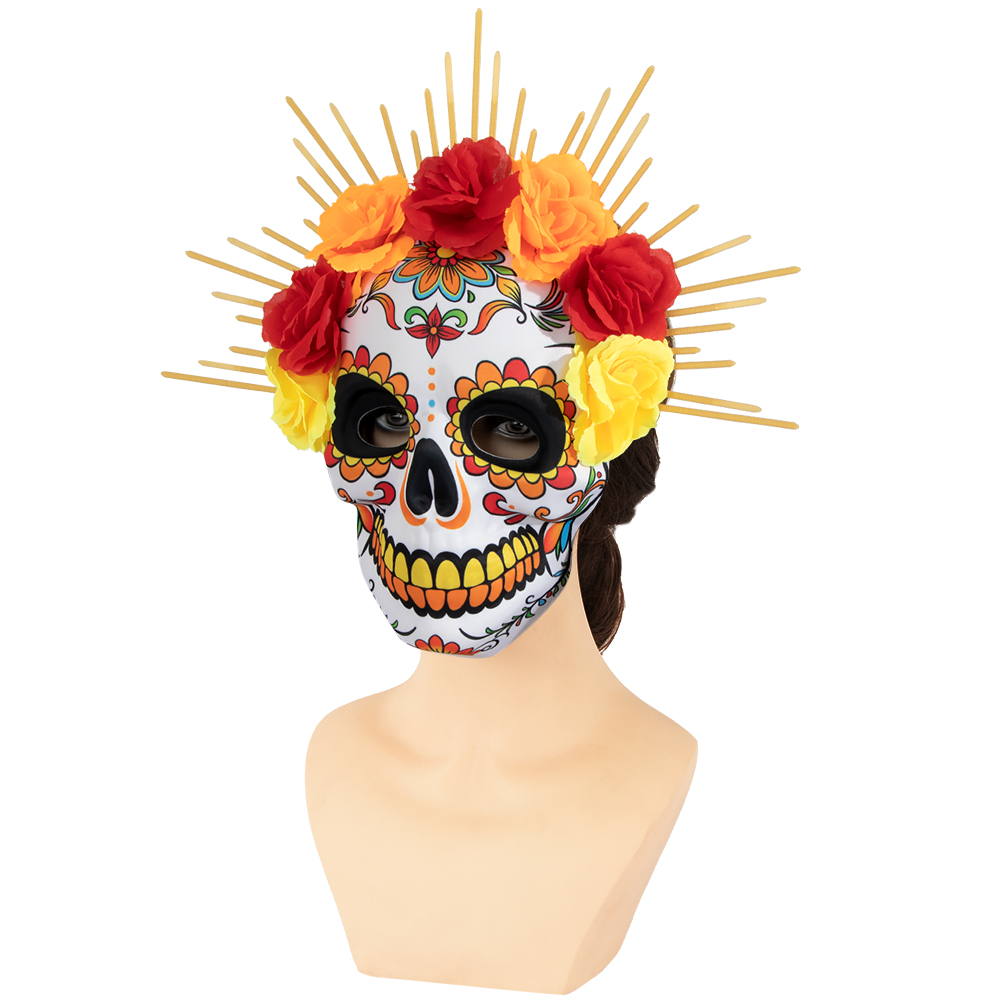 Mexican Day of the Dead flower tie mask EVA skull mask party Masquerade ball costume festival props