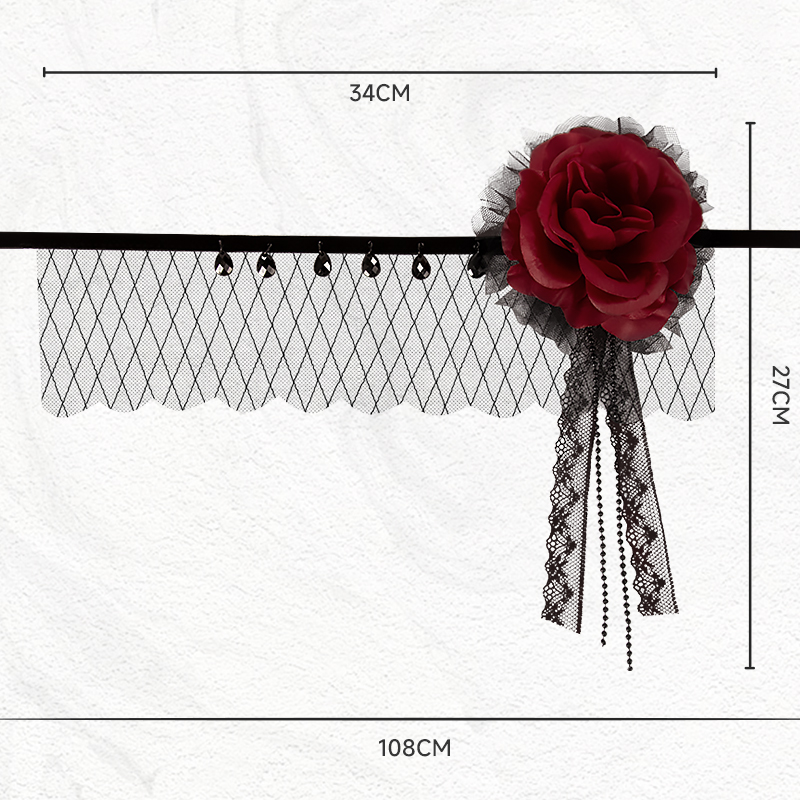 Gatsby party accessories: Gothic rose headwear, elegant cosplay masquerade, black mesh headband