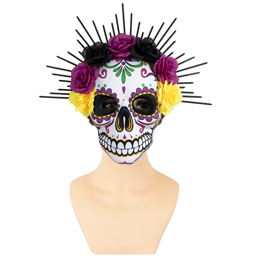 Mexican Day of the Dead flower tie mask EVA skull mask party Masquerade ball costume festival props
