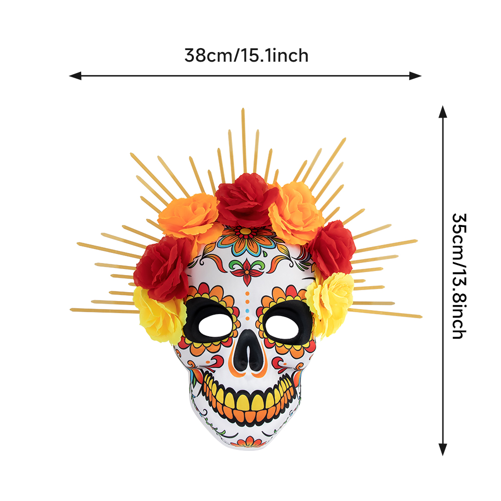 Mexican Day of the Dead flower tie mask EVA skull mask party Masquerade ball costume festival props