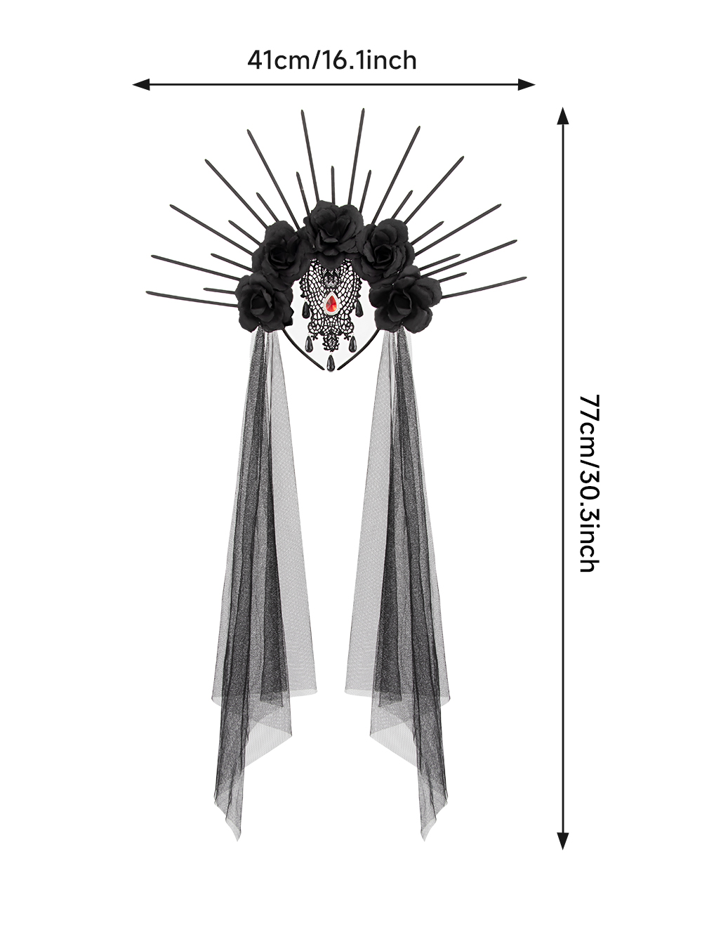Upgrade the one-piece molded cable tie, European and American Halloween retro Gothic queen cable tie and headband dressing props