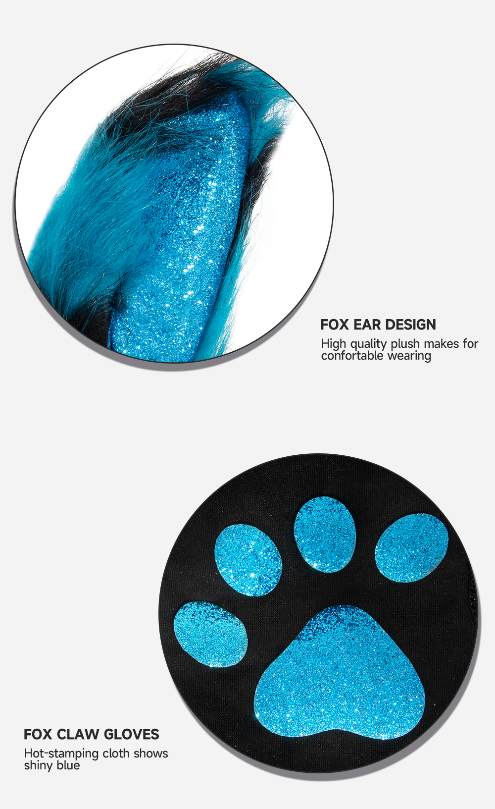 Halloween festival decoration props: plush fox gloves, tail hairband covers, COS costumes, performance costume accessories