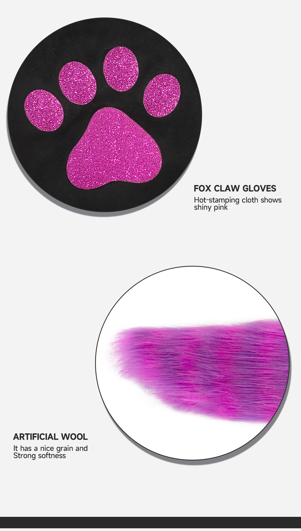 Halloween festival decoration props: plush fox gloves, tail hairband covers, COS costumes, performance costume accessories