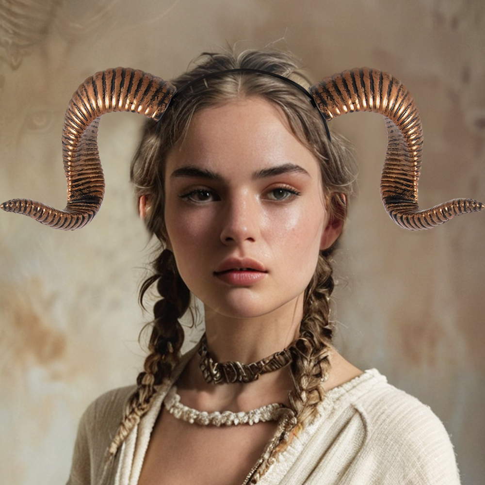 DIY detachable RP curved horn hair band for Halloween dance, festival party performance headband hair accessories