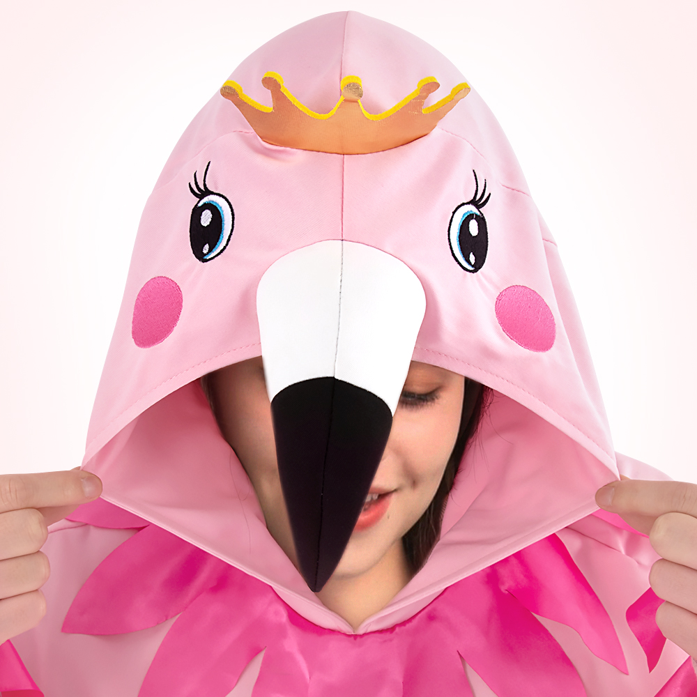 Valentine's Day Carnival Flamingo performance costume, cape, cartoon print, hooded cosplay, a hit from Europe and America
